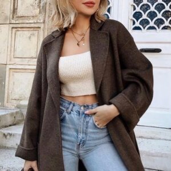 Zara Patch Pocket Coat in Sand/Brown Small, NWOT - Picture 2 of 11